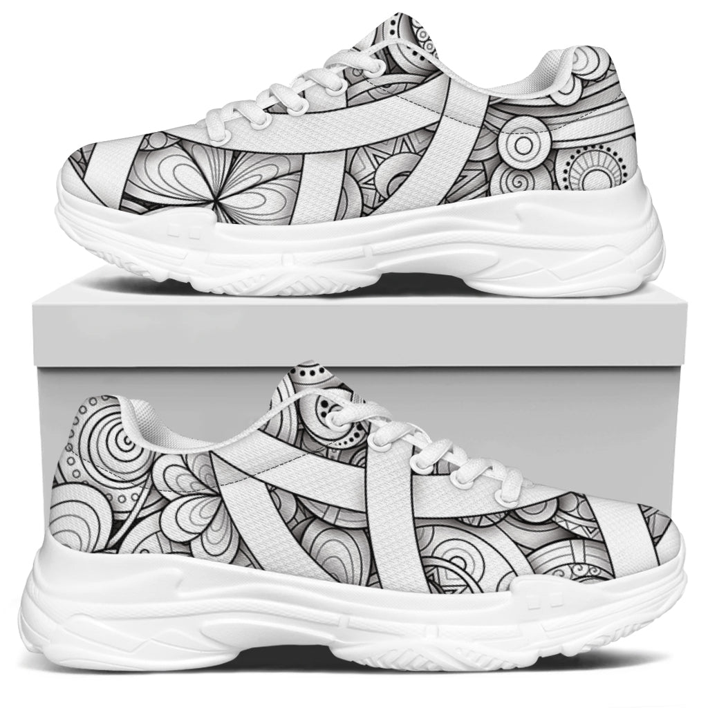 White Celtic Trinity Knot Symbol Print White Chunky Shoes