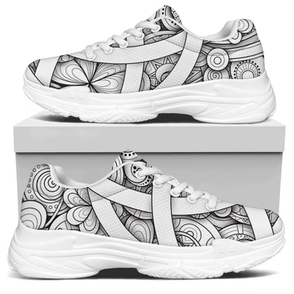 White Celtic Trinity Knot Symbol Print White Chunky Shoes