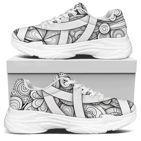 White Celtic Trinity Knot Symbol Print White Chunky Shoes