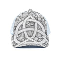 White Celtic Trinity Knot Symbol Print White Mesh Trucker Hat