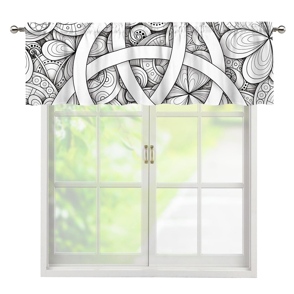White Celtic Trinity Knot Symbol Print Window Valance