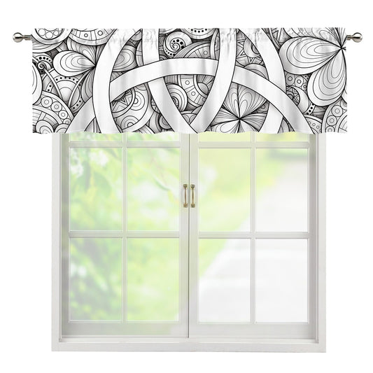 White Celtic Trinity Knot Symbol Print Window Valance
