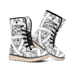 White Celtic Trinity Knot Symbol Print Winter Boots