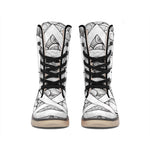 White Celtic Trinity Knot Symbol Print Winter Boots