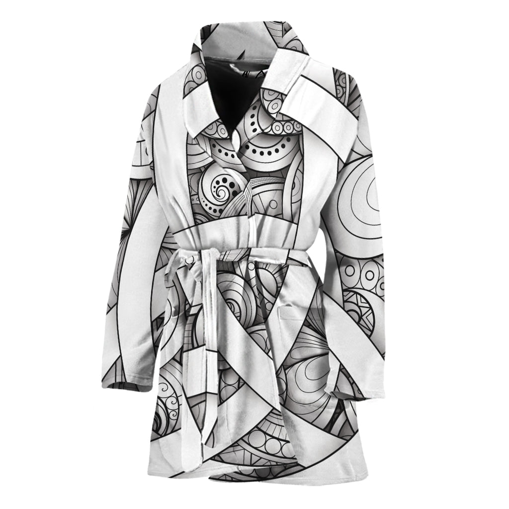 White Celtic Trinity Knot Symbol Print Women's Bathrobe