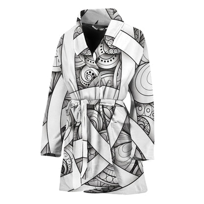 White Celtic Trinity Knot Symbol Print Women's Bathrobe