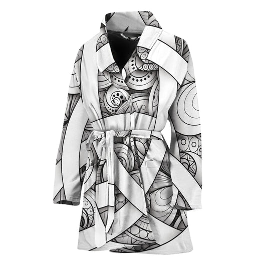 White Celtic Trinity Knot Symbol Print Women's Bathrobe