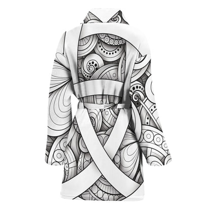 White Celtic Trinity Knot Symbol Print Women's Bathrobe