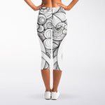 White Celtic Trinity Knot Symbol Print Women's Capri Leggings