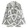 White Celtic Trinity Knot Symbol Print Women's Cotton Blazer