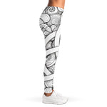 White Celtic Trinity Knot Symbol Print Women's Leggings