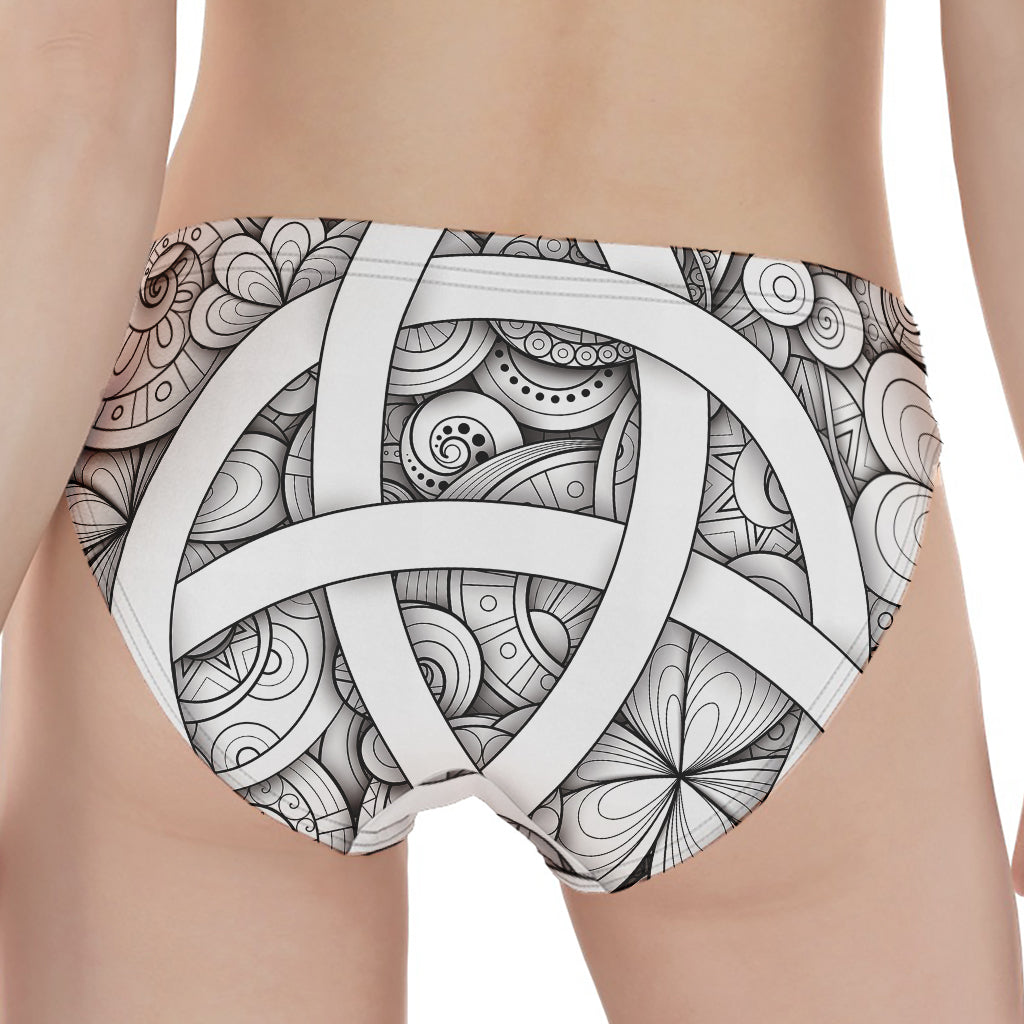 White Celtic Trinity Knot Symbol Print Women's Panties