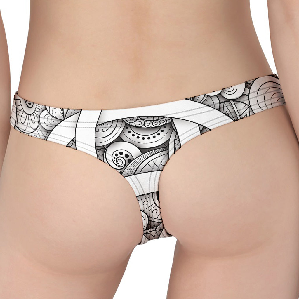 White Celtic Trinity Knot Symbol Print Women's Thong