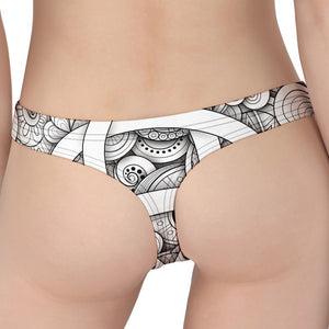 White Celtic Trinity Knot Symbol Print Women's Thong