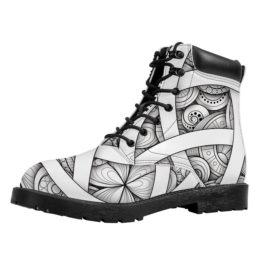 White Celtic Trinity Knot Symbol Print Work Boots