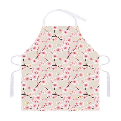 White Cherry Blossom Pattern Print Adjustable Apron