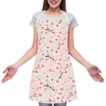 White Cherry Blossom Pattern Print Adjustable Apron
