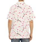 White Cherry Blossom Pattern Print Aloha Shirt