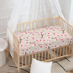 White Cherry Blossom Pattern Print Baby Crib Sheet