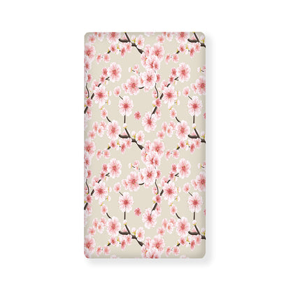 White Cherry Blossom Pattern Print Baby Crib Sheet