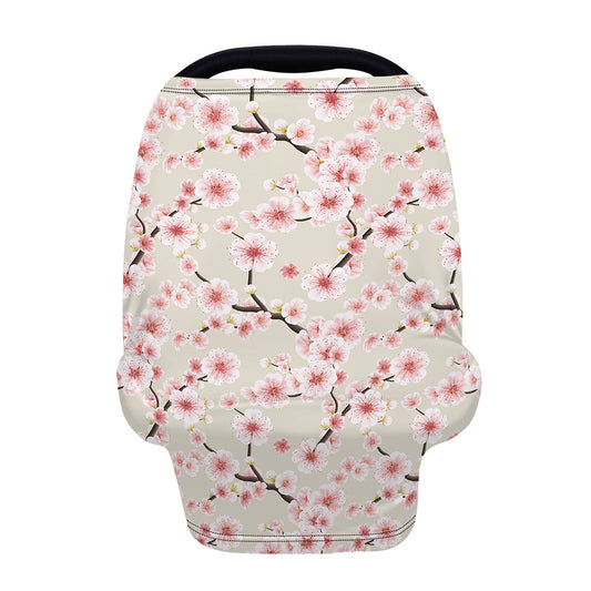 White Cherry Blossom Pattern Print Baby Seat Cover