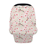 White Cherry Blossom Pattern Print Baby Seat Cover