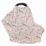 White Cherry Blossom Pattern Print Baby Seat Cover