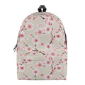 White Cherry Blossom Pattern Print School Backpack