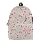 White Cherry Blossom Pattern Print Backpack