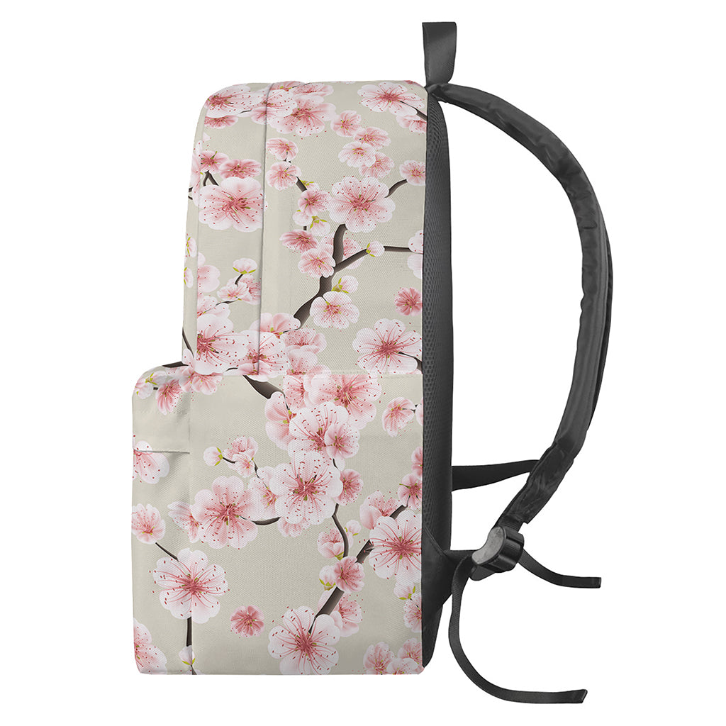 White Cherry Blossom Pattern Print Backpack