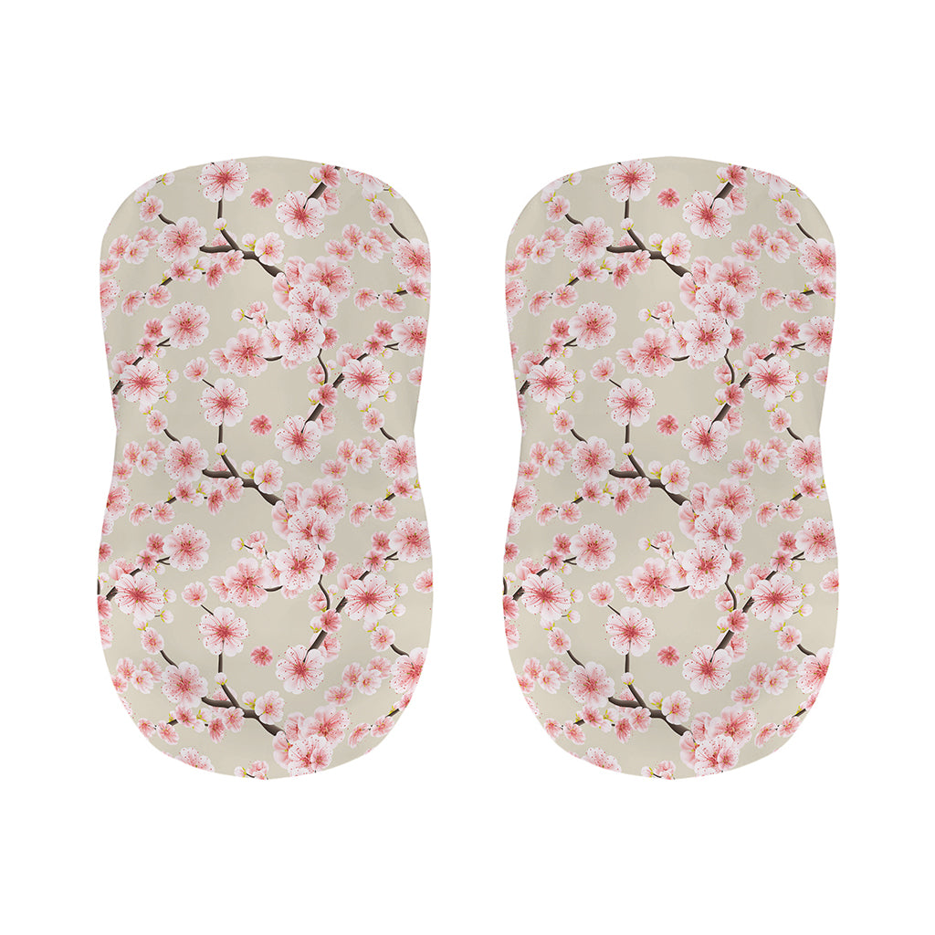 White Cherry Blossom Pattern Print Bar Stool Covers