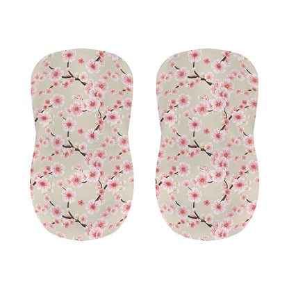 White Cherry Blossom Pattern Print Bar Stool Covers