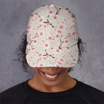 White Cherry Blossom Pattern Print Baseball Cap