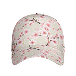 White Cherry Blossom Pattern Print Baseball Cap