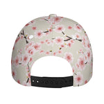 White Cherry Blossom Pattern Print Baseball Cap