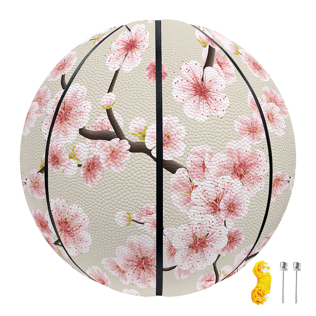 White Cherry Blossom Pattern Print Basketball