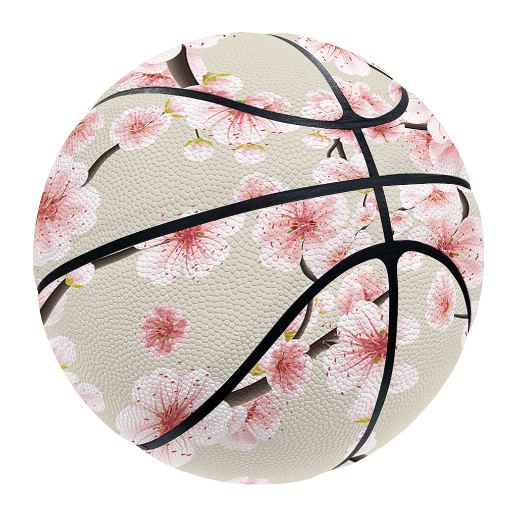 White Cherry Blossom Pattern Print Basketball