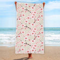 White Cherry Blossom Pattern Print Beach Towel