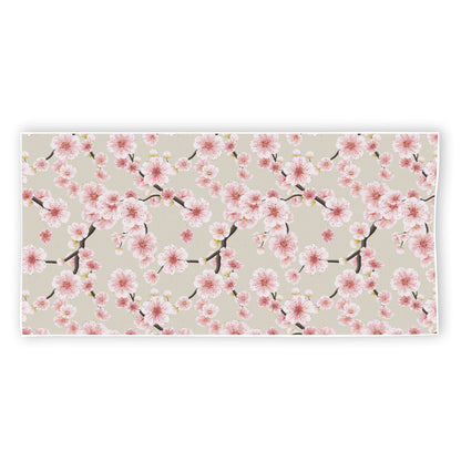 White Cherry Blossom Pattern Print Beach Towel