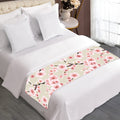 White Cherry Blossom Pattern Print Bed Runner