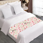 White Cherry Blossom Pattern Print Bed Runner