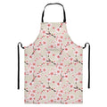 White Cherry Blossom Pattern Print Bib Apron With Pocket