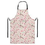 White Cherry Blossom Pattern Print Bib Apron With Pocket
