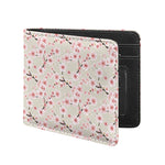 White Cherry Blossom Pattern Print Bifold Wallet
