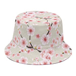 White Cherry Blossom Pattern Print Bucket Hat