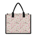 White Cherry Blossom Pattern Print Canvas Tote Bag