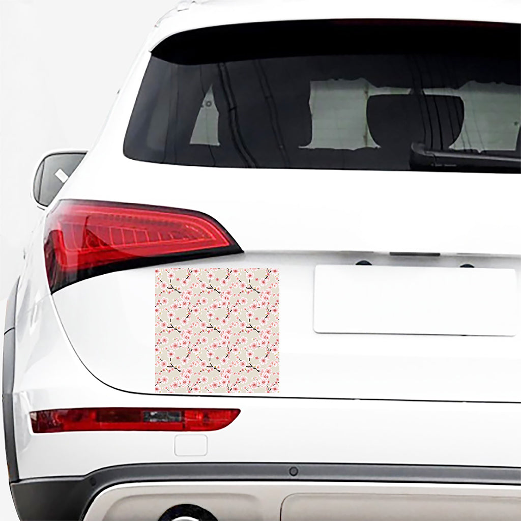 White Cherry Blossom Pattern Print Car Sticker