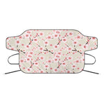 White Cherry Blossom Pattern Print Car Windshield Snow Cover