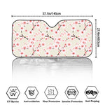 White Cherry Blossom Pattern Print Car Windshield Sun Shade