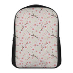 White Cherry Blossom Pattern Print Casual Backpack